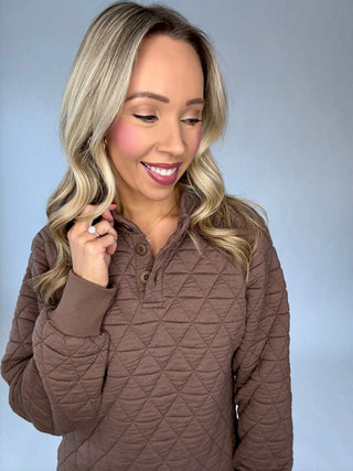 SANCTUARY Quilted Button Popover - Morel