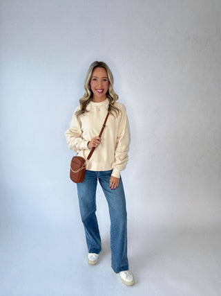 SANCTUARY Shirred Sleeve Sweatshirt - Vanilla Creme