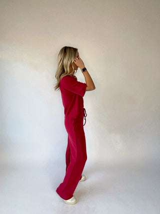 Laguna Lounge Wide Leg Pant - Garnet Red