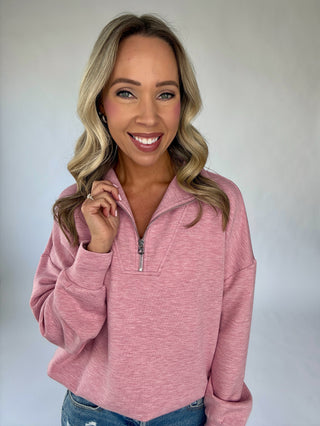VARLEY Hawley Half Zip Sweat - Rose Marl