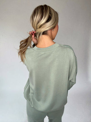 Satin Serenity Crewneck Sweatshirt - Sage
