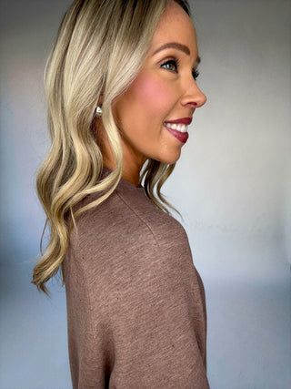 VARLEY Nicole Boyfriend Sweat - Deep Taupe Marl Fleck