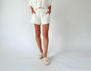 I Have My Eye On You Eyelet Shorts - Off White