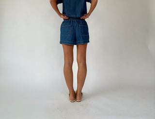 Catch The Vibe Denim Shorts - Dark Wash
