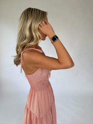 Effortless Americana Striped Midi Dress - Red
