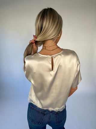 Love Me In Lace Satin Top - Ivory