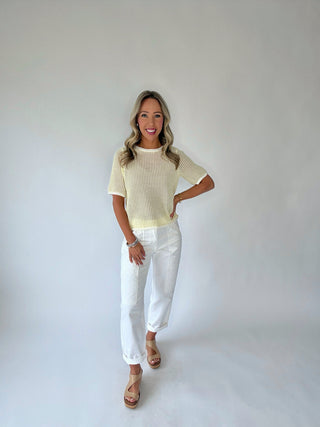 SANCTUARY Lemon Drop Open Knit Sweater Tee