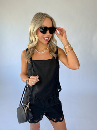 SANCTUARY Almost There Linen Top - Black