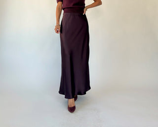Like Fine Wine Satin Maxi Skirt - Dark Cherry