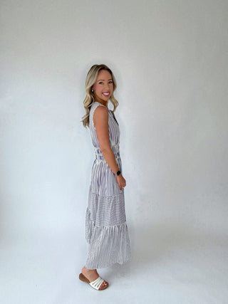 Coastal Charm Stripe Dress - Navy & White