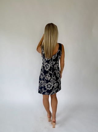 Floral Fantasy Mini Dress - Navy