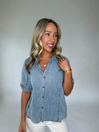 Take Notice Denim Top - Chambray