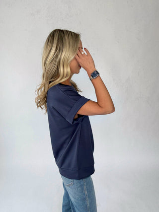 Cool & Collected Top - Navy Blue
