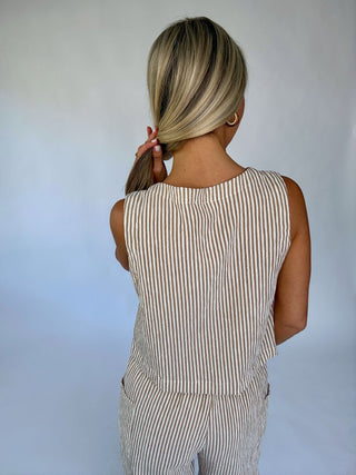 Perfectly Aligned Striped Tank - Mocha