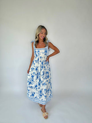 Something About Her Floral Midi Dress - Blue Multi