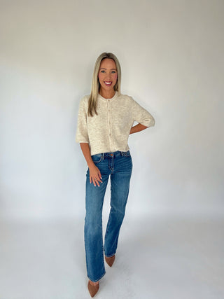Farmer's Market Mornings Short Sleeve Cardigan - Oatmeal