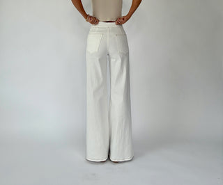Keep It In Line Wide Leg Jeans - Cream