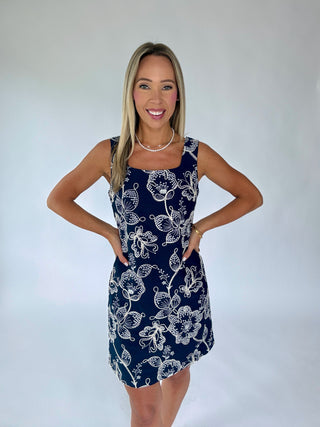 Floral Fantasy Mini Dress - Navy