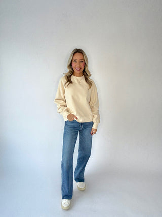 SANCTUARY Shirred Sleeve Sweatshirt - Vanilla Creme