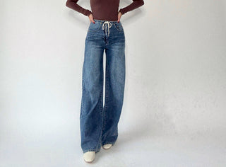 Madison Mid Rise Wide Leg Jeans - Vintage Blue