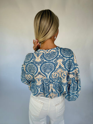 Collecting Compliments Top - Blue Multi