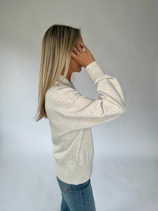 VARLEY Sally Half Zip Sweat - Ivory Marl
