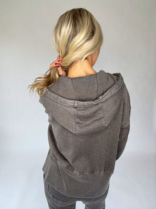 Cool Nights Zip Up Hoodie - Washed Black