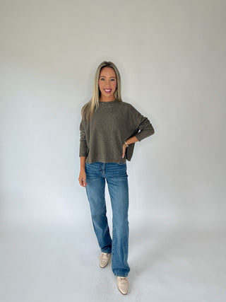 It's That Simple Crewneck Top - Mocha