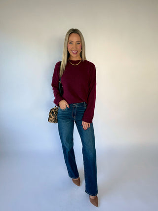 Piper Pullover Oversized Sweater - Wine