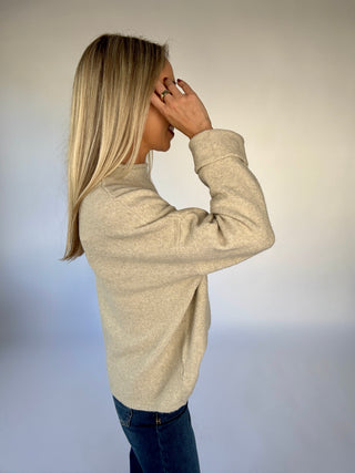 In Her Fall Era Mock Neck Sweater - Beige