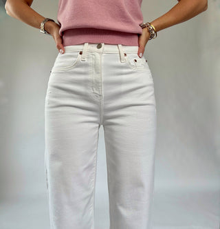 Pleaser High Rise Wide Ankle Jean - White