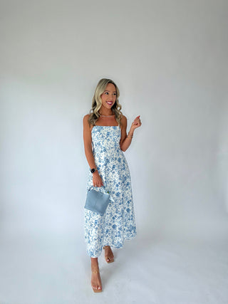 After All Is Said Midi Dress - Light Blue Multi