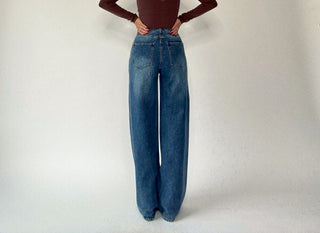 Madison Mid Rise Wide Leg Jeans - Vintage Blue