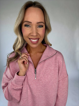 VARLEY Hawley Half Zip Sweat - Rose Marl