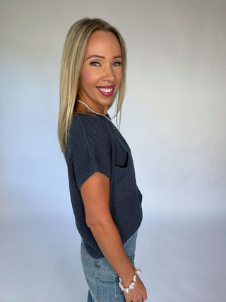Fresh Outlook Knit Top - Dark Slate