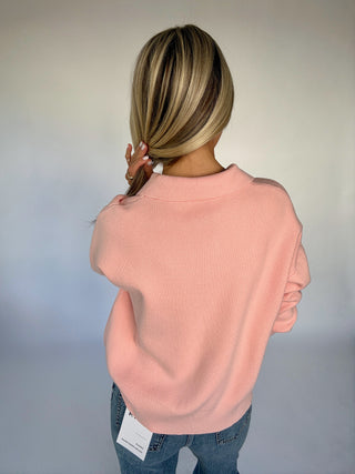 Easy Does It Collared Sweater - Pink