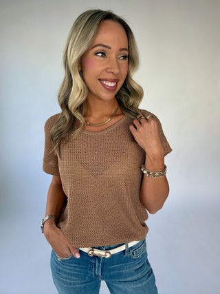 Soaking Up The Sunshine Knit Top - Tan