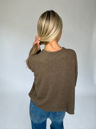It's That Simple Crewneck Top - Mocha