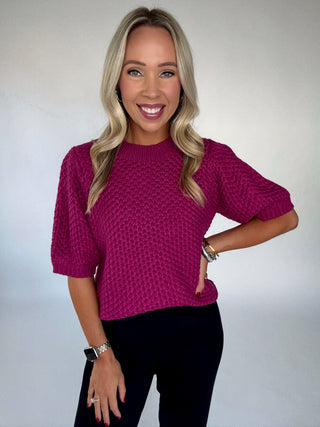 Berry Bliss Open Knit Sweater