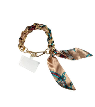 Bracelet with a decorative scarf wrap on a white background