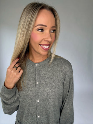 Flirty Frills Cardigan - Grey