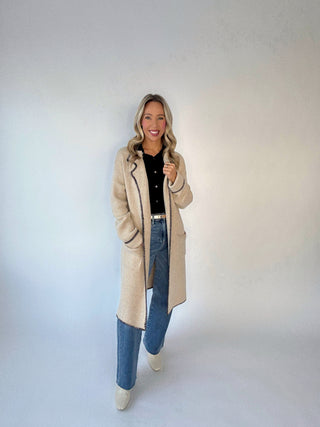 The Fiona Whipstitch Cardigan - Oatmeal