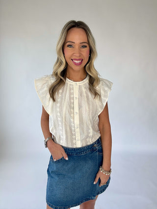 Easy To Adore Embroidered Top - Ivory