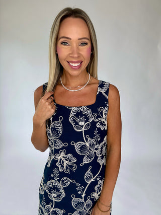 Floral Fantasy Mini Dress - Navy