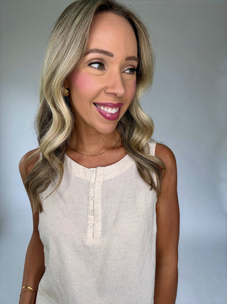 As Simple As That Linen Blend Tank - Natural