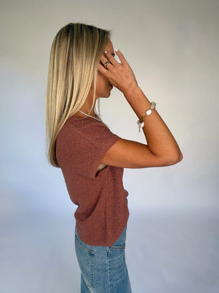 Fresh Outlook Knit Top - Brick