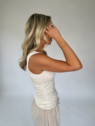 One Of These Days Ruched Tank - Ivory