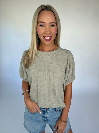 Comfortable Charm Textured Top - Sage
