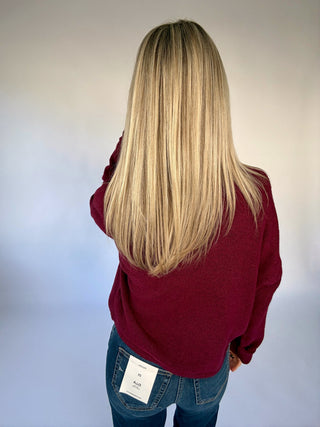 Piper Pullover Oversized Sweater - Wine