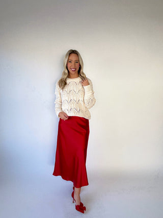 Winter Whispers Pearl Trim Sweater